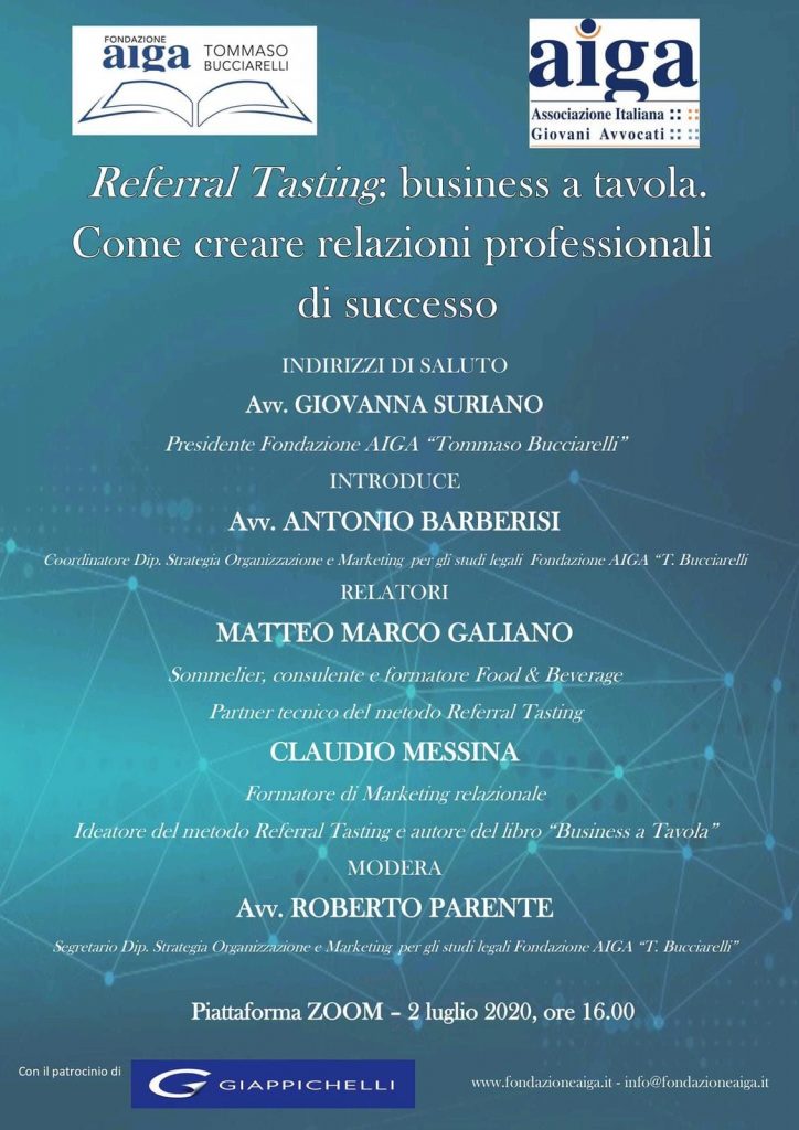 Referral Tasting per creare relazioni professionali di successo – Referral Tasting – Business a tavola – Claudio Messina
