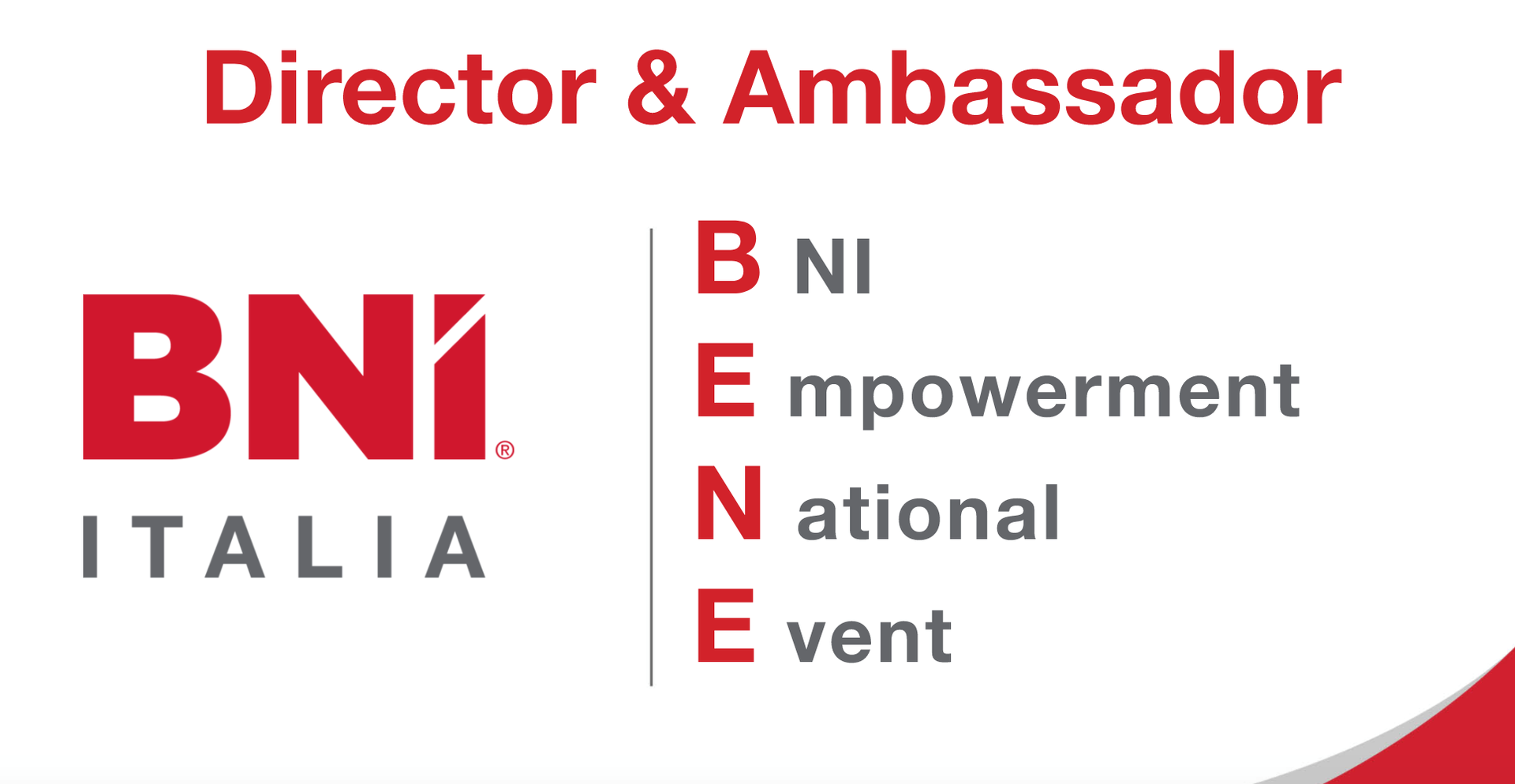 B.E.N.E. 2020 - BNI Empowerment National Event – Referral Tasting – Business a tavola – Claudio Messina